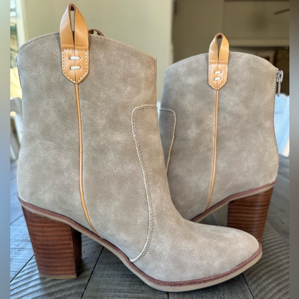MIA Susanna Western Block Heel Ankle Sand/Nude Boots Women's Size 8 - Picture 10 of 16